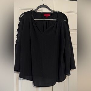 Jennifer Lopez Black Blouse with Subtle Dots